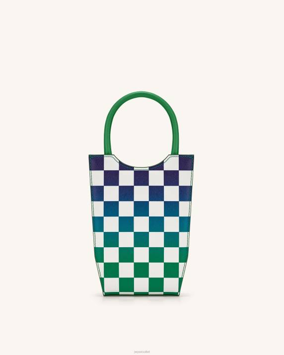 Grass Green & Dark Blue JW PEI FEI Gradient Checkerboard Phone Bag VV8B216