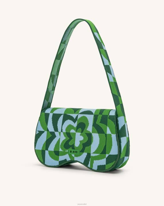 Dark Green & Green & Ice JW PEI Becci Knitted Shoulder Bag VV8B114