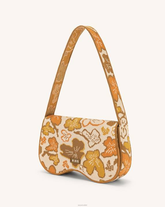 Flower Collection - Brown & Orange & Beige JW PEI Becci Knitted Shoulder Bag VV8B149