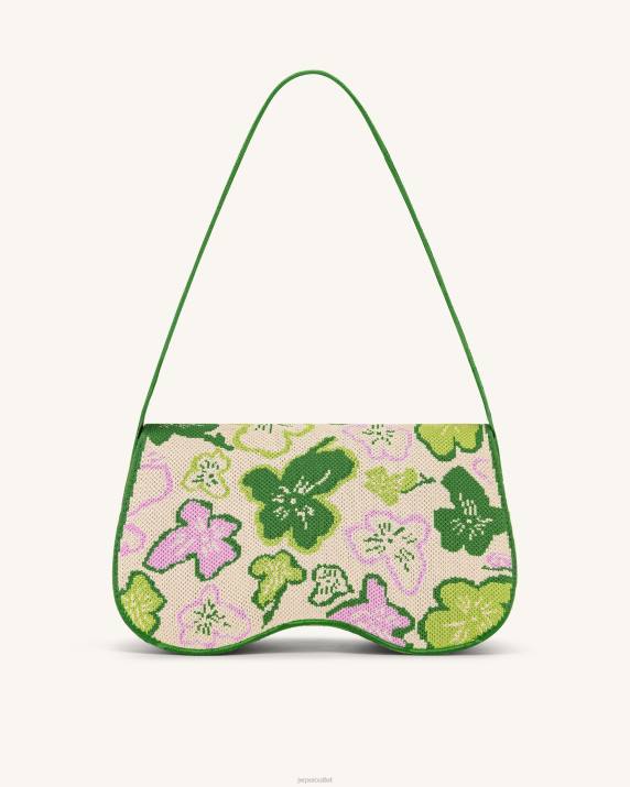 Flower Collection - Lime & Green & Pink & lvory JW PEI Becci Knitted Shoulder Bag VV8B150