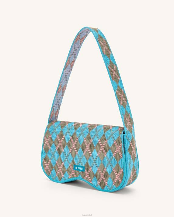 Lake Blue & Gray Green & Pink JW PEI Becci Knitted Shoulder Bag VV8B151