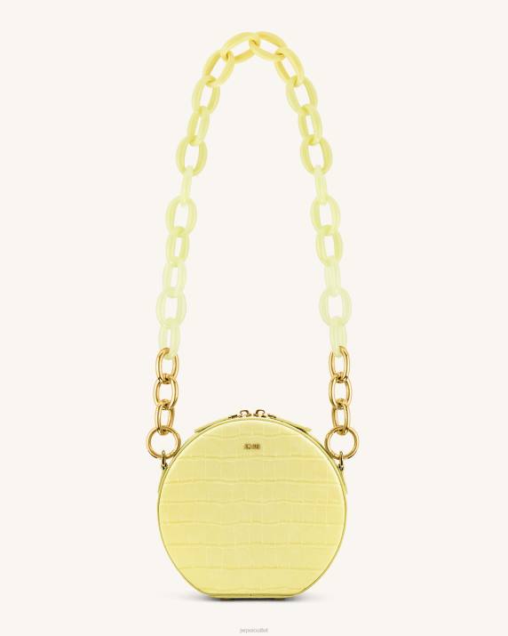 Light Yellow Croc JW PEI Luna Gradient Acrylic Chain Circle Shoulder Bag VV8B74