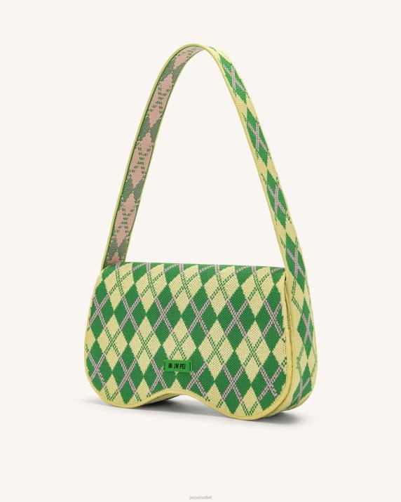Light Yellow & Green & Pink JW PEI Becci Knitted Shoulder Bag VV8B115