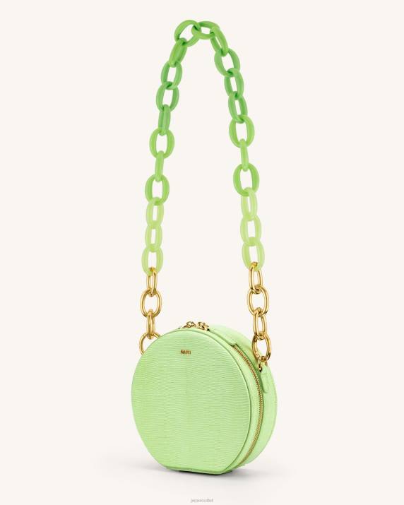 Lime Green Lizard JW PEI Luna Gradient Acrylic Chain Circle Shoulder Bag VV8B66
