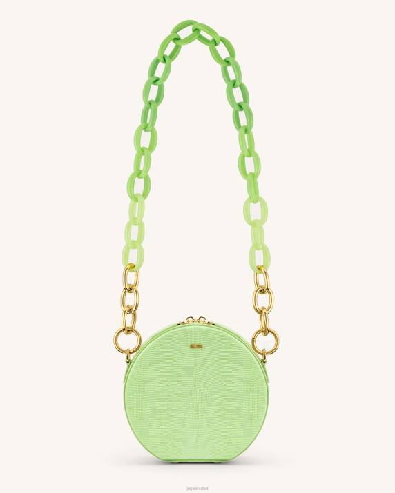 Lime Green Lizard JW PEI Luna Gradient Acrylic Chain Circle Shoulder Bag VV8B66