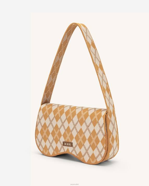 Orange & Ivory & Brown JW PEI Becci Knitted Shoulder Bag VV8B153