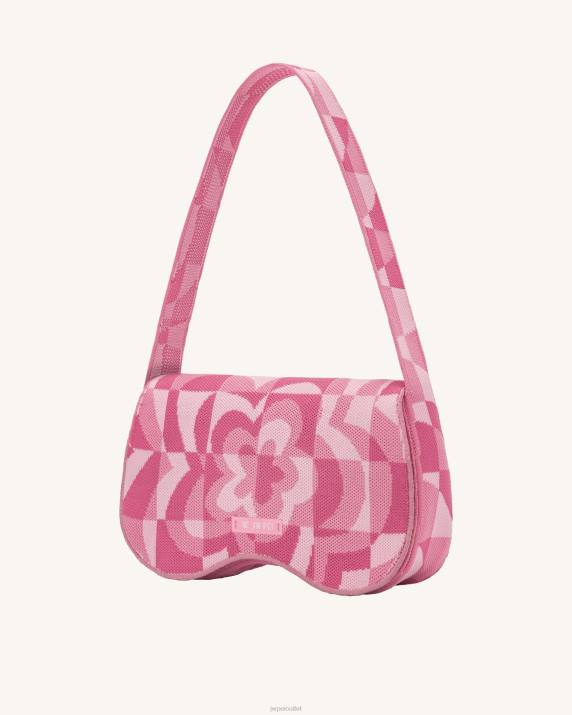 Pale Pink & Pink & Hot Pink JW PEI Becci Knitted Shoulder Bag VV8B112