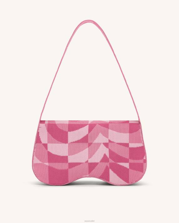 Pale Pink & Pink & Hot Pink JW PEI Becci Knitted Shoulder Bag VV8B112
