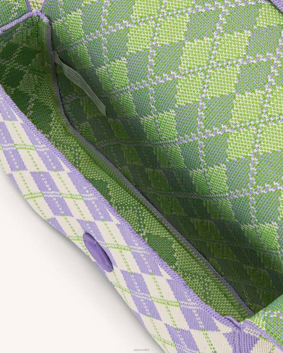 Purple & Ivory & Lime JW PEI Becci Knitted Shoulder Bag VV8B152