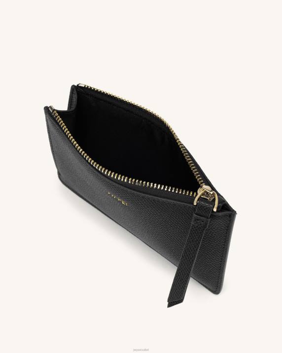 Black Grained Vegan Leather JW PEI Quinn Zipped Card Holder VV8B288
