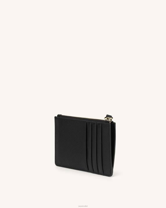 Black Grained Vegan Leather JW PEI Quinn Zipped Card Holder VV8B288
