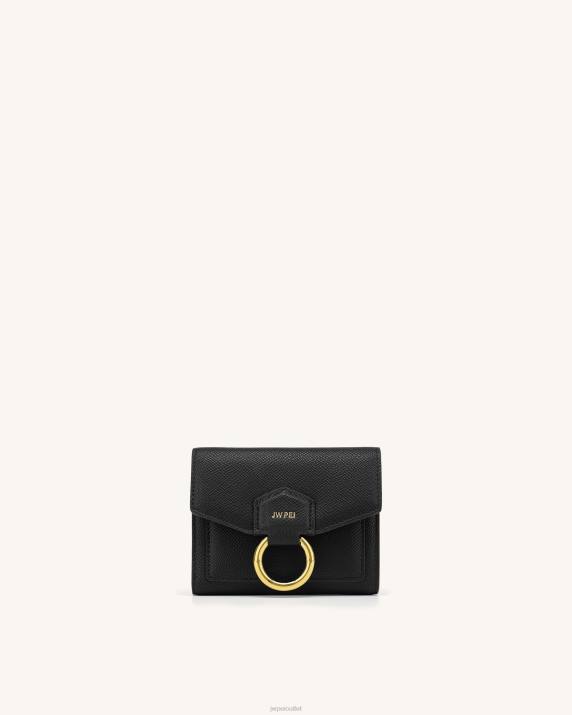 Black Grained Vegan Leather JW PEI Stella Wallet VV8B285
