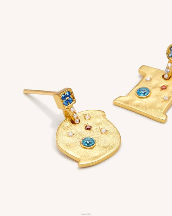 18ct Gold Plated & Multicolor Zircon JW PEI Cosmos Earrings VV8B396