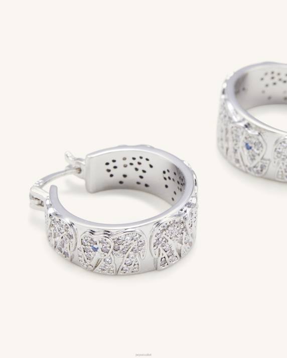 18ct White Gold Plated & White Zircon & Blue Spinel JW PEI Elephant Earrings VV8B379