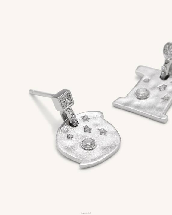 18ct White Gold Plated & White Zircon JW PEI Cosmos Earrings VV8B394