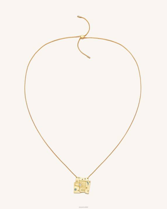 18ct Gold Plated & Multicolor Zircon JW PEI Cosmos Combination Necklace VV8B374