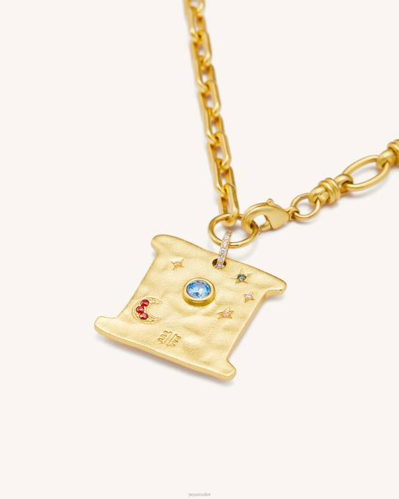 18ct Gold Plated & Multicolor Zircon JW PEI Cosmos Square Necklace VV8B371