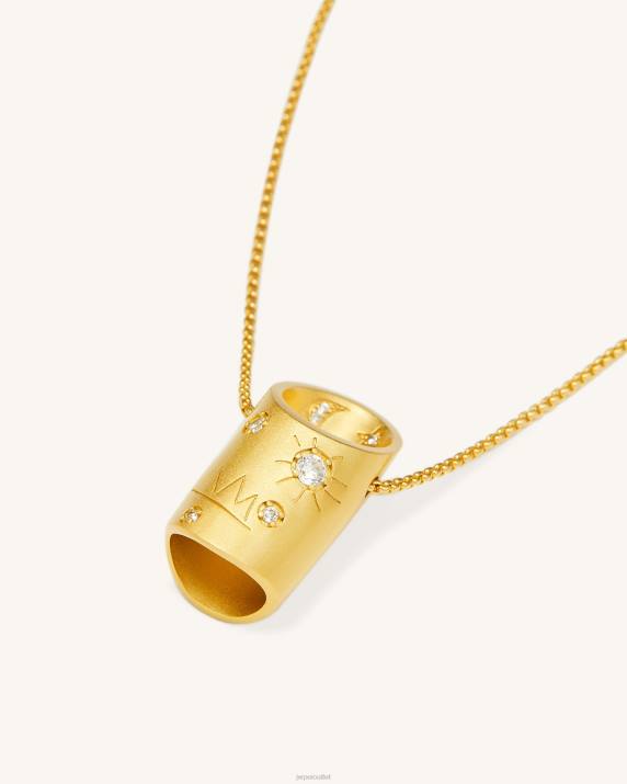 18ct Gold Plated & White Zircon JW PEI Bamboo Necklace VV8B401