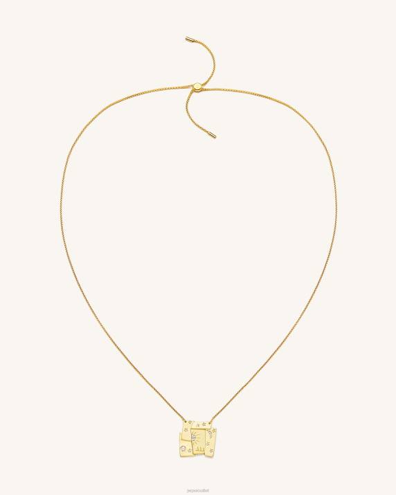 18ct Gold Plated & White Zircon JW PEI Cosmos Combination Necklace VV8B373