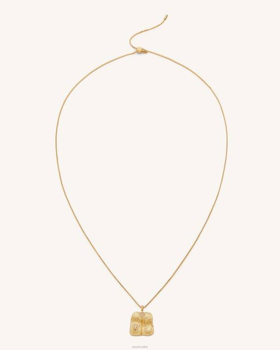 18ct Gold Plated & White Zircon JW PEI Plantain Fan Pendant Necklace VV8B354