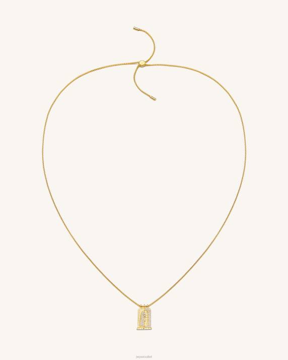 18ct Gold Plated & White Zircon JW PEI Roman Small Arch Pendant Necklace VV8B345