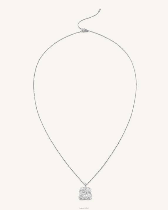 18ct White Gold Plated & White Zircon JW PEI Plantain Fan Pendant Necklace VV8B356
